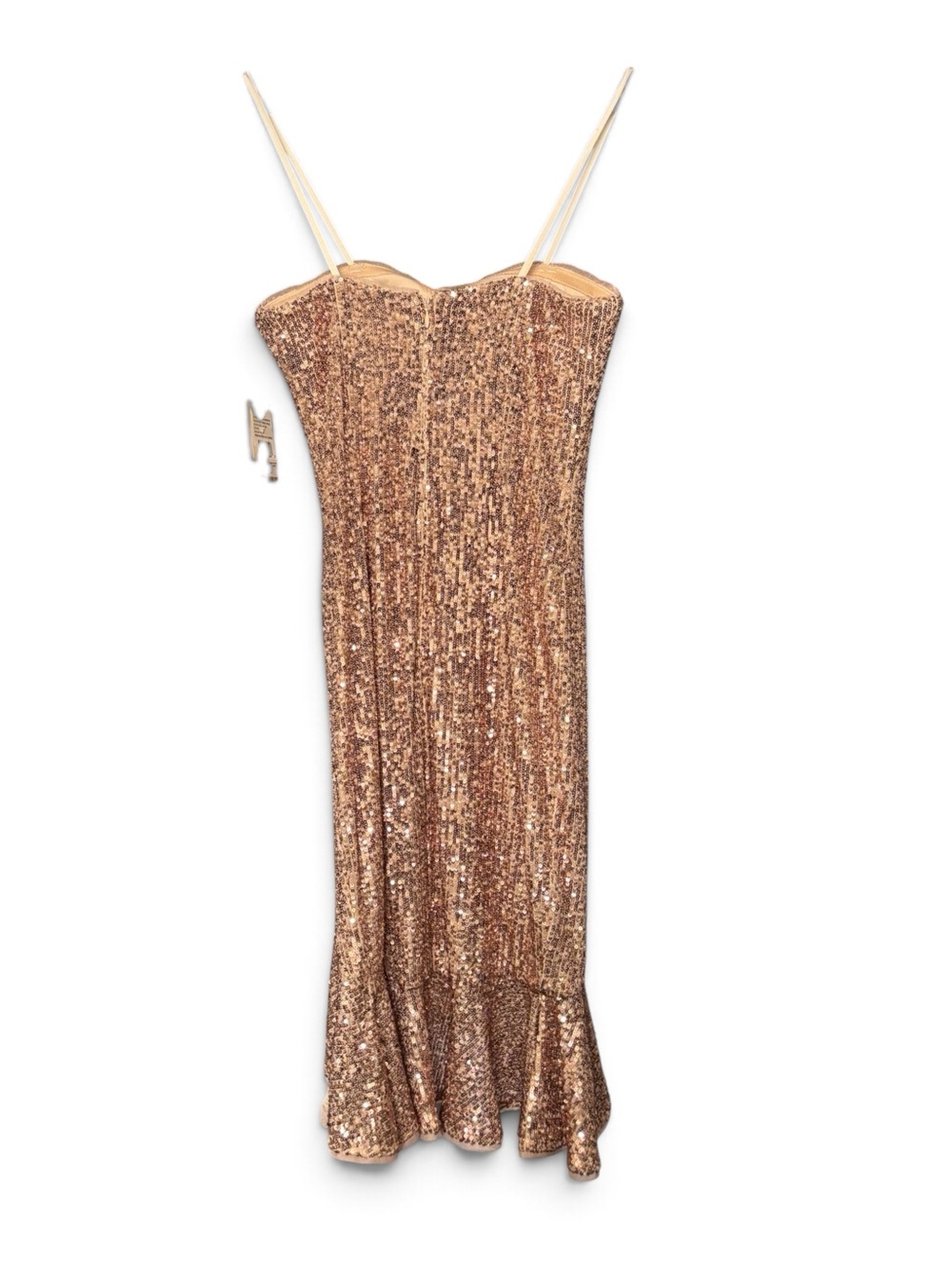 Aidan Mattox NWT Rose Gold Strapless Sequin Cocktail Dress Size 0 - Picture 3 of 5